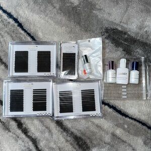 Eyelash Extension Kit - Black C, CC, D Curl and Glue, Primer, Bond, NEW